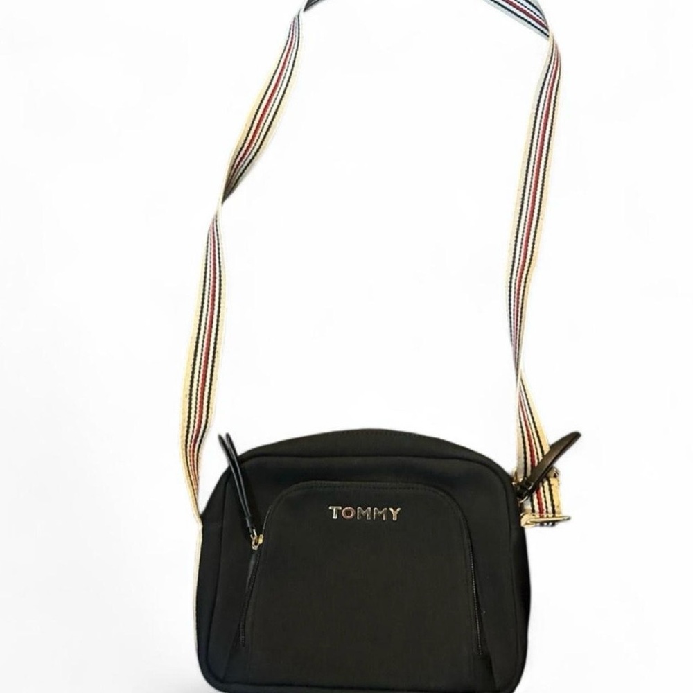 Tommy Hilfiger Black Crossbody Bag with Multicolor Strap